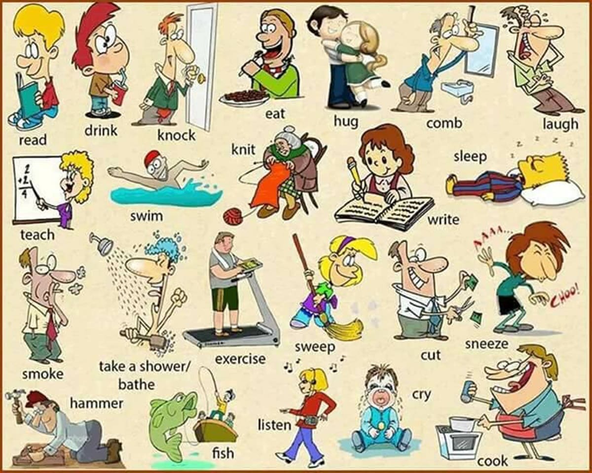 An image of several common verbs